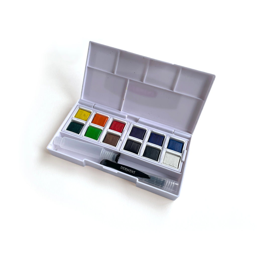 Acuarela en pastillas Derwent, 12 colores
